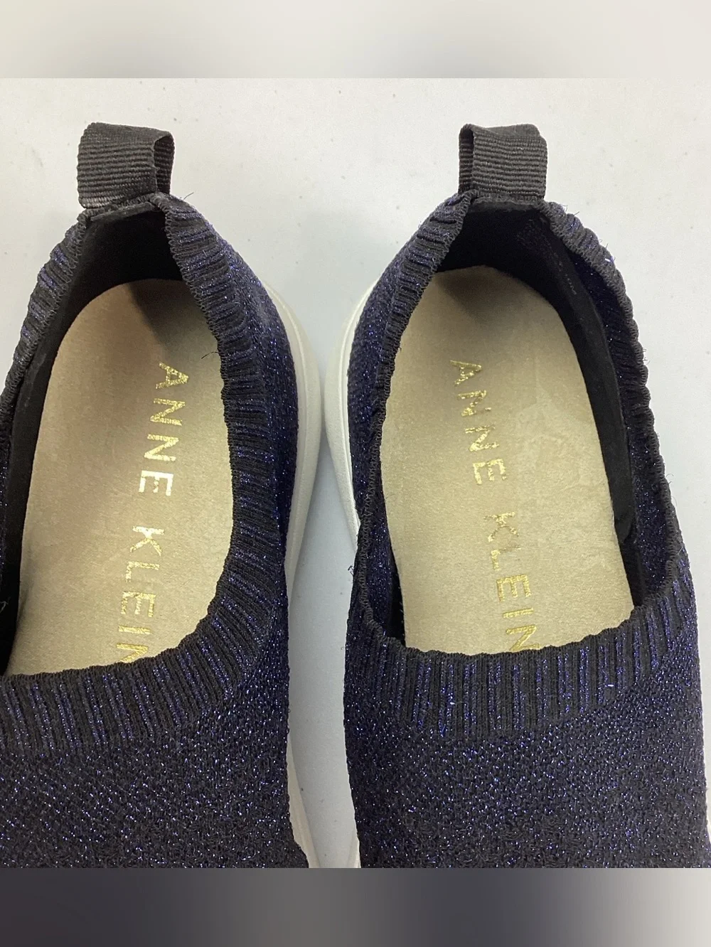 Anne Klein Blue Wiley Sparkle Sock Slip On Shoes Sneakers Size 10